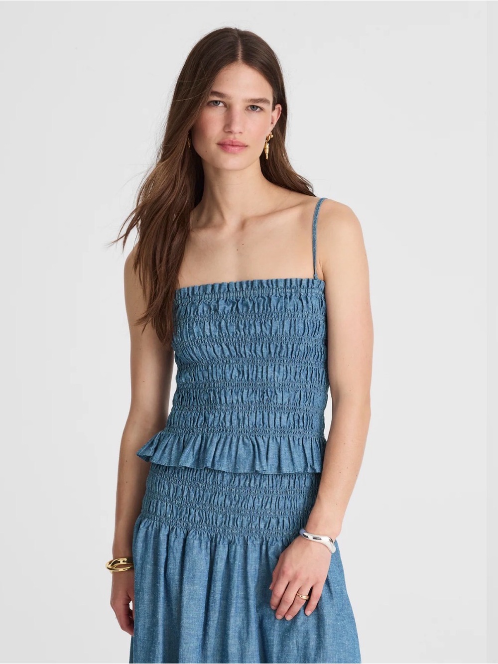 Madewell Denim Smocked Tank